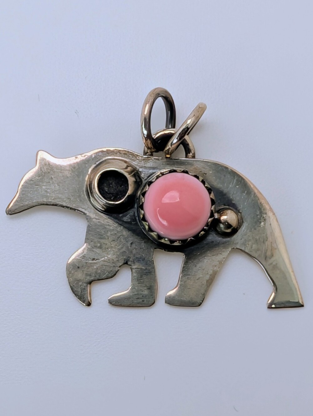 Pink Conch Bear Pendant S925 Sterling Silver